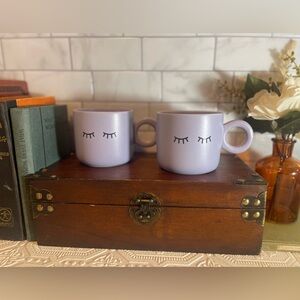 Indigo Matte Purple Cup of Calm Set of two Mugs Ceramic EUC